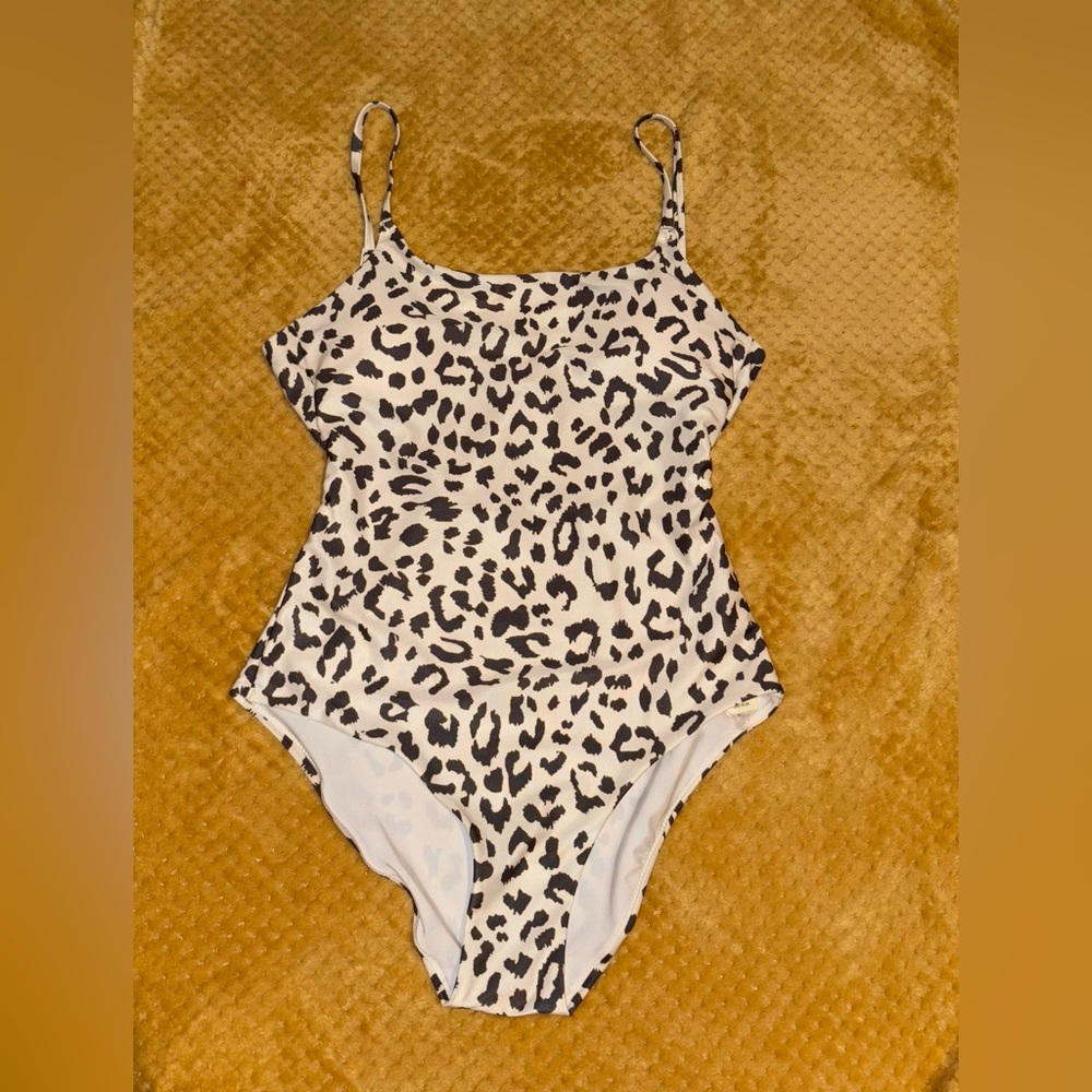 aerie Black & White Leopard One-Piece Swimsuit